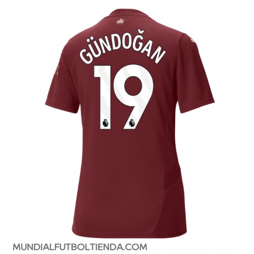 Camiseta Manchester City Ilkay Gundogan #19 Tercera Equipación Replica 2024-25 para mujer mangas cortas